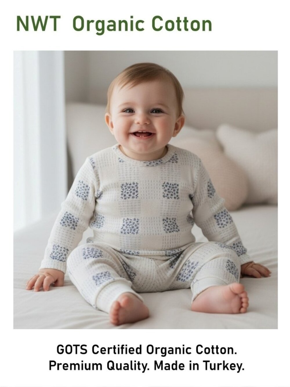 ANTEBIES Patchwork Blooms Organic Shirt & Pants Set size 0-3M Eco-friendly